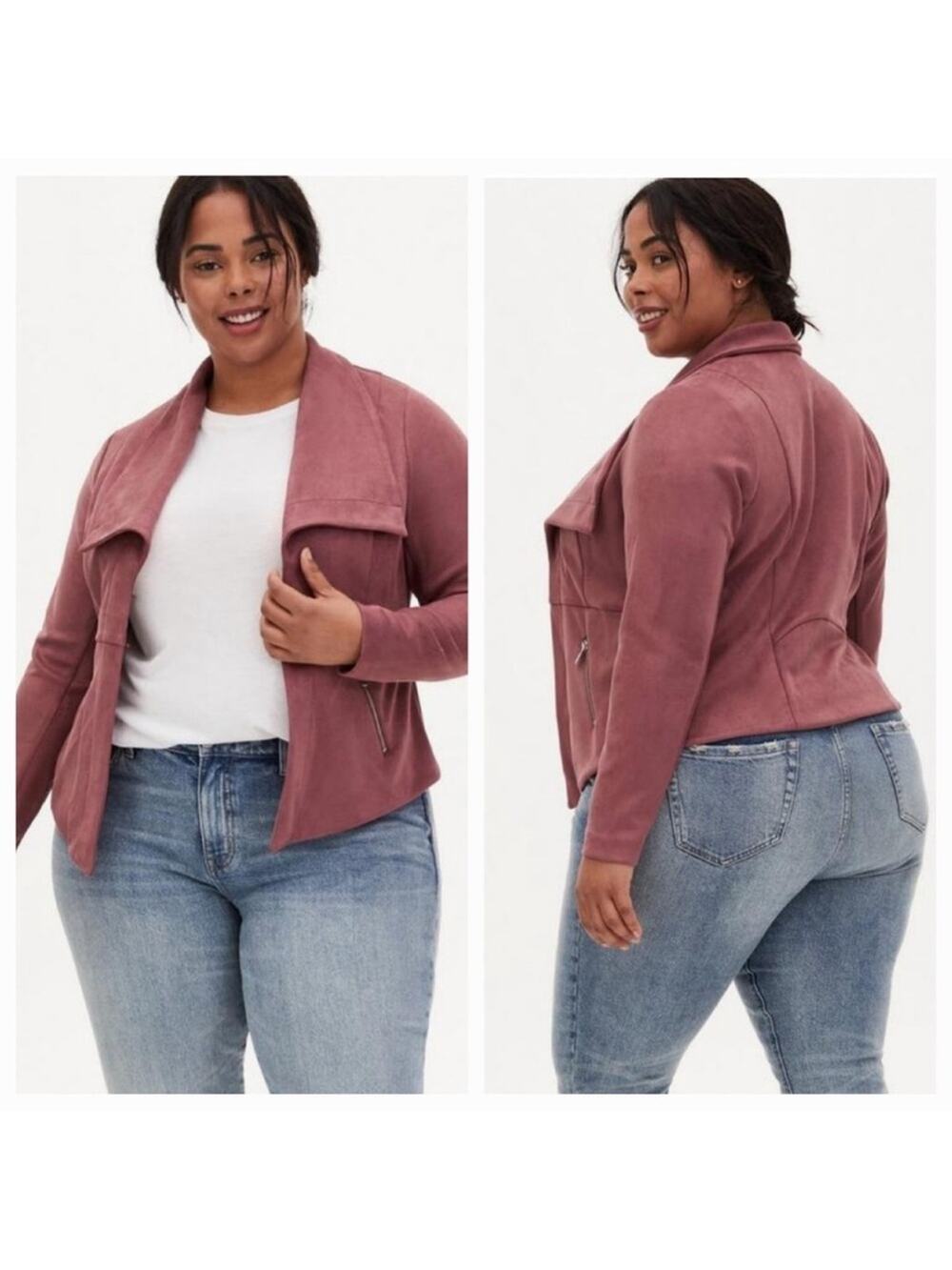 Torrid Women’s Faux-Suede Moto Jacket - Dusty Rose